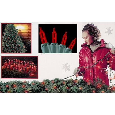 4' x 6' Red Mini Net Style Christmas Lights - Green Wire