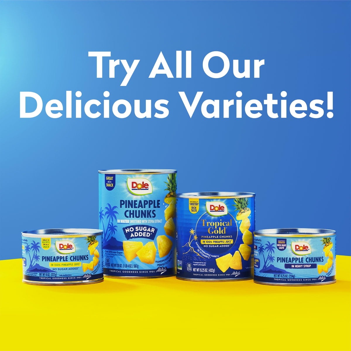(12 pack) Dole No Sugar Added^ Pineapple Chunks in Water^^, 20 oz Can