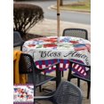 thumbnail image 5 of Outdoor Tablecloth with Umbrella Hole for Patio/Picnic/Party/Camping, 250th Anniversary Waterproof Table Cloth Square Cover Washable, Independence Day Floral Wooden (54"x 54"), 5 of 9