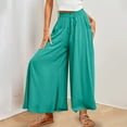 thumbnail image 2 of Posijego Womens Wide Leg Pants High Waist Drawstring Lounge Pants Loose Flowy Beach Pants with Pockets, 2 of 7
