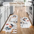 thumbnail image 2 of Rooster Kitchen Rugs and Mats Non-Skid Washable for Floor, Rooster and Chicken Kitchen Decor and Accessories Kitchen Mat Set of 2, 17"x30"+17"x47", 2 of 6