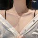thumbnail image 2 of Collar llamativo con dije de circonio cúbico de doble capa de acero inoxidable Cadena clavicular (oro rosa), 2 of 5