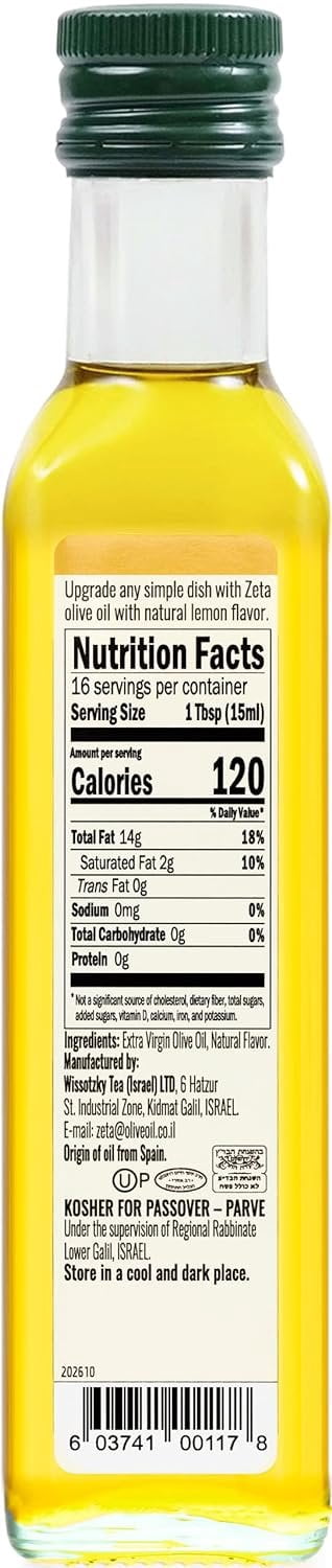 Zeta Extra Virgin Olive Oil with Lemon 8.5fl oz. Pack of 3