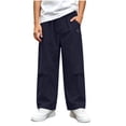 thumbnail image 2 of DJDLJWCJ Teen Boys Athletic Pants Elastic Waist Pull On Sweatpants Straight Leg Lightweight Baggy Pants Navy Size 11, 2 of 9