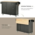 thumbnail image 4 of Kitchen Island with Drop Leaf Tabletop and Wheels, Rolling Kitchen Cart with 2 Door Cabinet, 3 Drawers, Spice Rack and Towel Rack, Portable Storage Island Cabinet with Adjustable Shelf, Black, 4 of 9