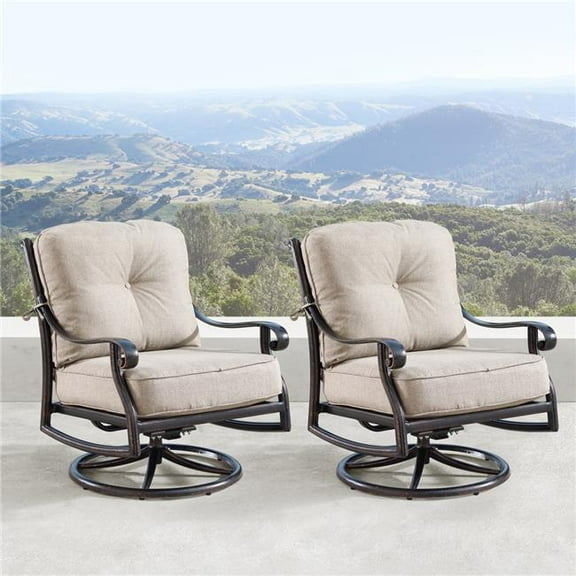 Oakland Living CANYON-MAYAN-5PC-AC 42 in. Outdoor Aluminum Square Fire Table Set with Four Deep Seating Swivel Rocking Chair - 5 Piece
