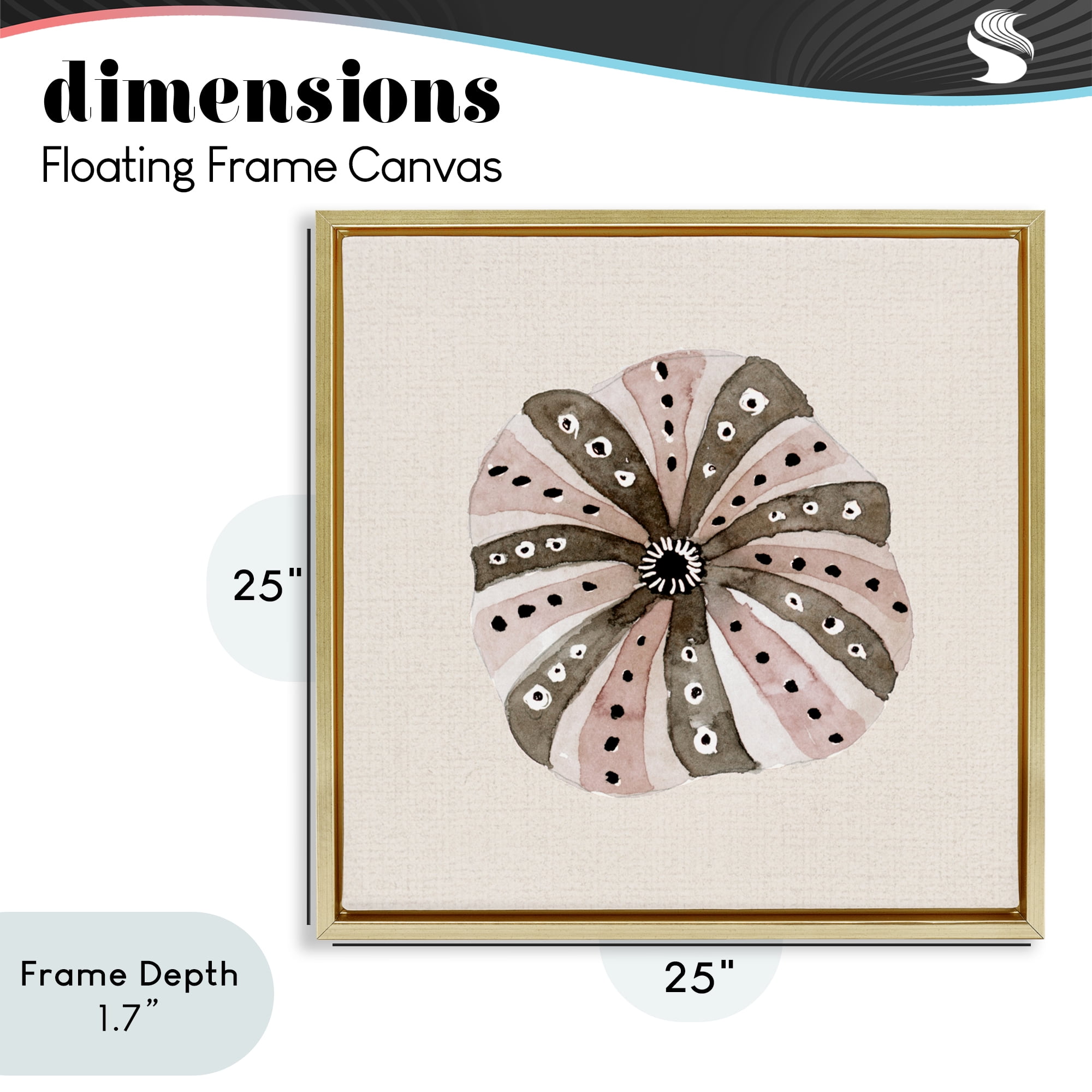 Stupell Industries Taupe Striped Sea Urchin Gold Framed Floater Canvas Wall Art, design by Lanie Loreth