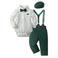 thumbnail image 3 of WOYY Infant Boys Outfits Long Sleeve Shirt Bodysuit Suspenders Pants Hat Set, Sizes 9-12M, 3 of 3