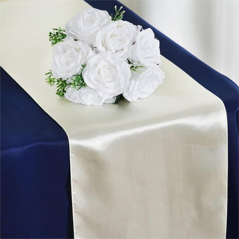 Table Runner Flowers Blue Floral Abstract Vintage Look Modern Cotton Sateen 