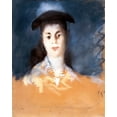 thumbnail image 2 of Manet, Edouard 15x18 Black Ornate Wood Framed with Double Matting Museum Art Print Titled - Woman Wearing a Hat with Silk Gauze, 2 of 4