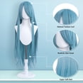 thumbnail image 2 of Peluca UTIEHD para cosplay de anime, 100 cm de largo, color verde azulado, 2 of 6
