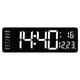 thumbnail image 1 of Reloj de pared con pantalla digital LED de 16 pulgadas, pantalla de temperatura y humedad, reloj de pared europeo, cuenta regresiva, color blanco, 1 of 8