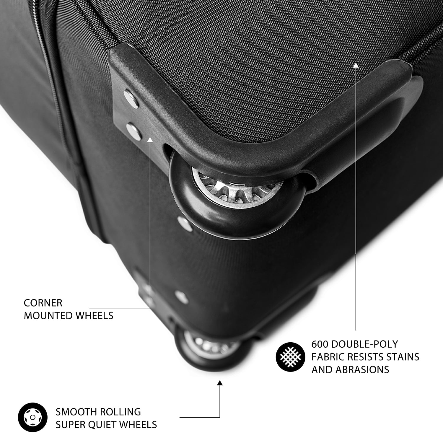 MOJO Denver Broncos Black 27'' 2-Wheel Drop Bottom Rolling Duffel Bag