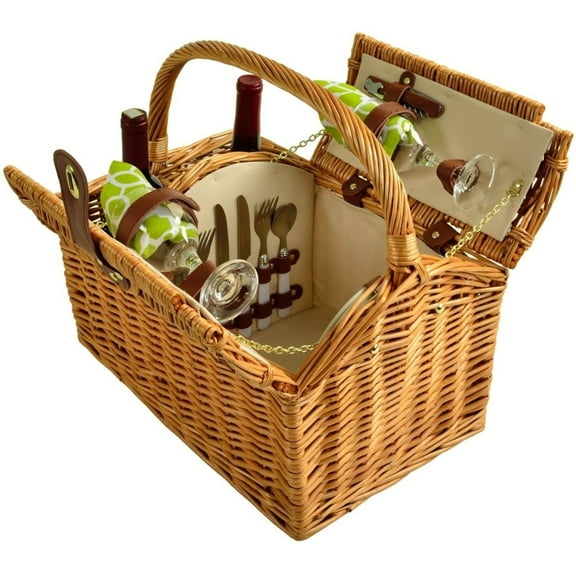 Picnic at Ascot Vineyard Willow Picnic Basket with service for 2