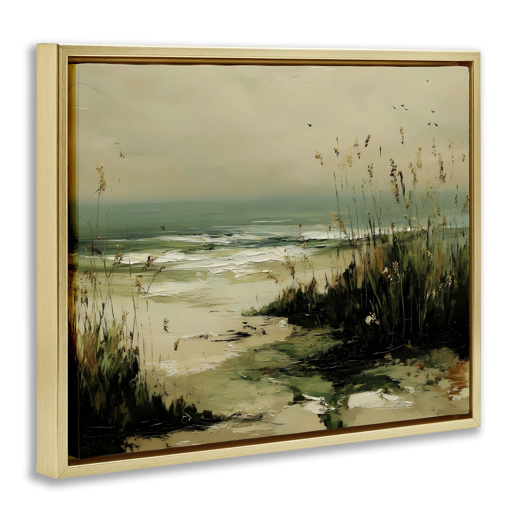 Stupell Industries Sea Oats on the Beach Gold Framed Floater Canvas Wall Art, design by Franklyn Gregory
