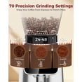 thumbnail image 3 of Tuni G2 Conical Burr Coffee Grinder, 70 Grind Settings Anti-static Burr Mill, Precision Electronic Timer and LED Touchscreen for Espresso/Drip/Cold Brew/French Press, Stainless Steel, Silver, 3 of 9