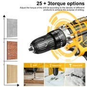 UNTIMATY 21V Cordless Power Drill Set, Power Drill Driver Kit with Lithium-ion Battery and Charger, 3/8-Inch Keyless Chuck, 2 Variable Speed, 25+3 Position and 33pcs Drill/Driver Bits