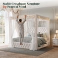 thumbnail image 6 of VanAcc Canopy Bed Frame King Size with 74.8" Tall Four-Post Design, Modern Deep-Tufted Velvet Upholstered Headboard with Charging Station, Cream, 6 of 9
