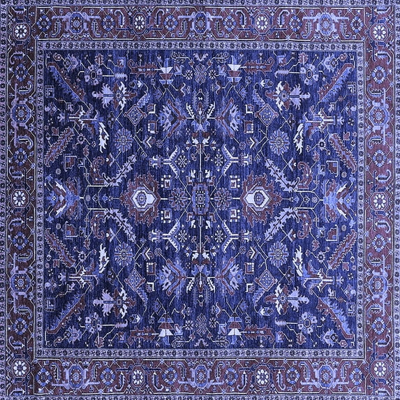 Ahgly Company Indoor Square Oriental Blue Industrial Area Rugs, 5' Square