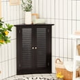 thumbnail image 2 of Corner Storage Cabinet Freestanding Floor Cabinet Bathroom w/ Shutter Door Brown, 2 of 12