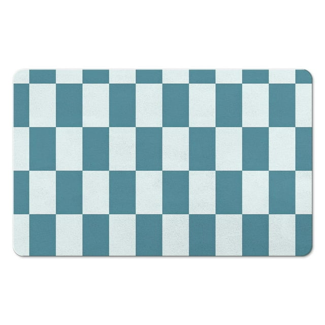20x32in Checkered Bathroom Rug Runner: Long, Non-Slip, Water Absorbent, Large Bath Mat, Soft Microfiber, Machine Washable, Perfect for Bathroom, Bathtub, Hallway Luxury