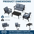 thumbnail image 6 of FOOWIN 4-Piece Patio Furniture Set, HDPE Outdoor Conversation Set with 4 Seating & Cushions, Perfect Patio Sofa Set for Garden, Porch, Backyard, Black Frame with Grey Cushion, 6 of 7