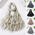 thumbnail image 2 of Women Scarf Retro Shiny Tassel Solid Color Headscarf Wide Long Decorative Windproof Glossy Washable Lady Shawl Clothes Accessory, 2 of 10