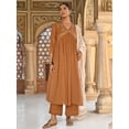 thumbnail image 6 of Janasya Indian Women's Brown Georgette Floral Embroidery Kurta with Palazzo and Dupatta, 6 of 8
