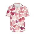thumbnail image 2 of Dxzfnsa Men's Valentines Day Shirts Mens Fashion Heart Print Button Down Short Sleeve Tops Summer Loose Lapel Beach Tropical Blouses, 2 of 5