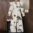 thumbnail image 4 of FAOWME Big Kids Girls Jumpsuits Long Sleeve V Neck Print Lace Up Comfortable Soft Romper For Daily Wear Beige 7-8 Years, 4 of 9