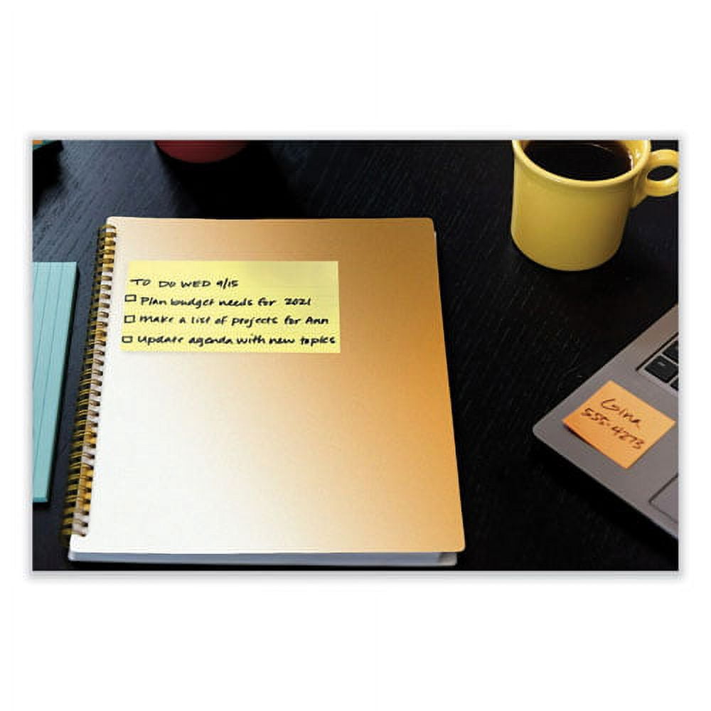 100% recycled paper super sticky notes, ruled, 4" x 4", wanderlust pastels, 70 sheets/pad, 3 pads/pack | Bundle of 2 Packs
