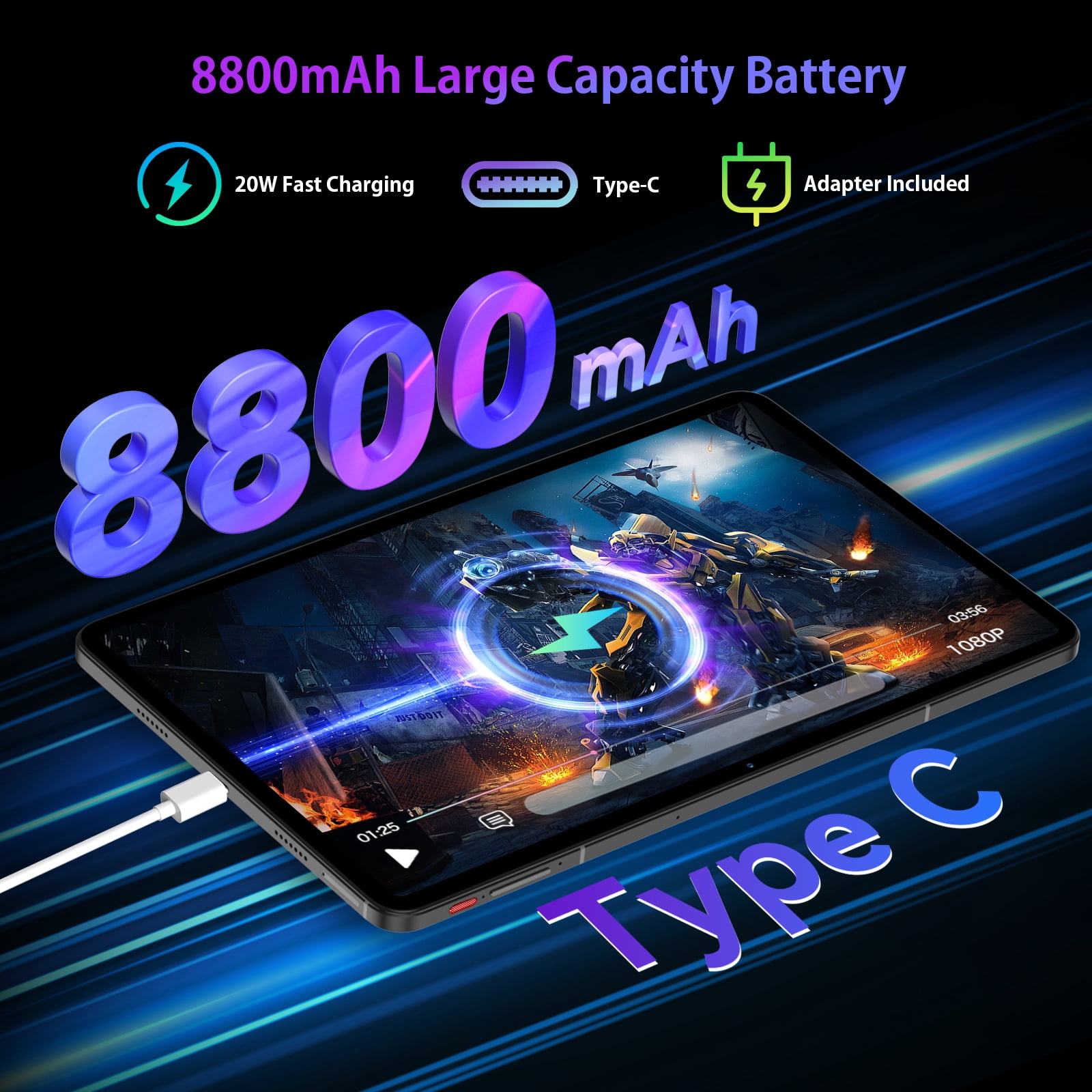 12 inch Tablet Android 14 , HPad6 20GB RAM 256GB ROM Helio G99 Octa Core , 2K Display, 8800mAh