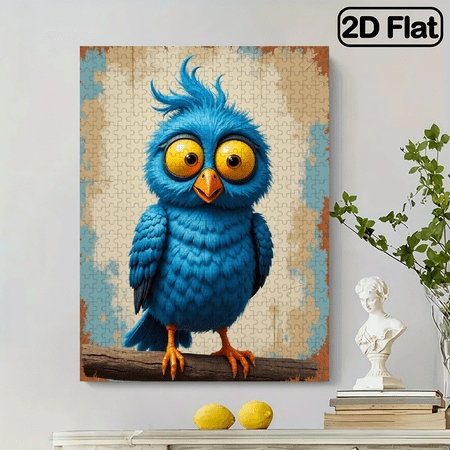 500 pieces of vertical paper jigsaw puzzle - cute blue-feathered giant bird, size 15 x 20.5 inches.