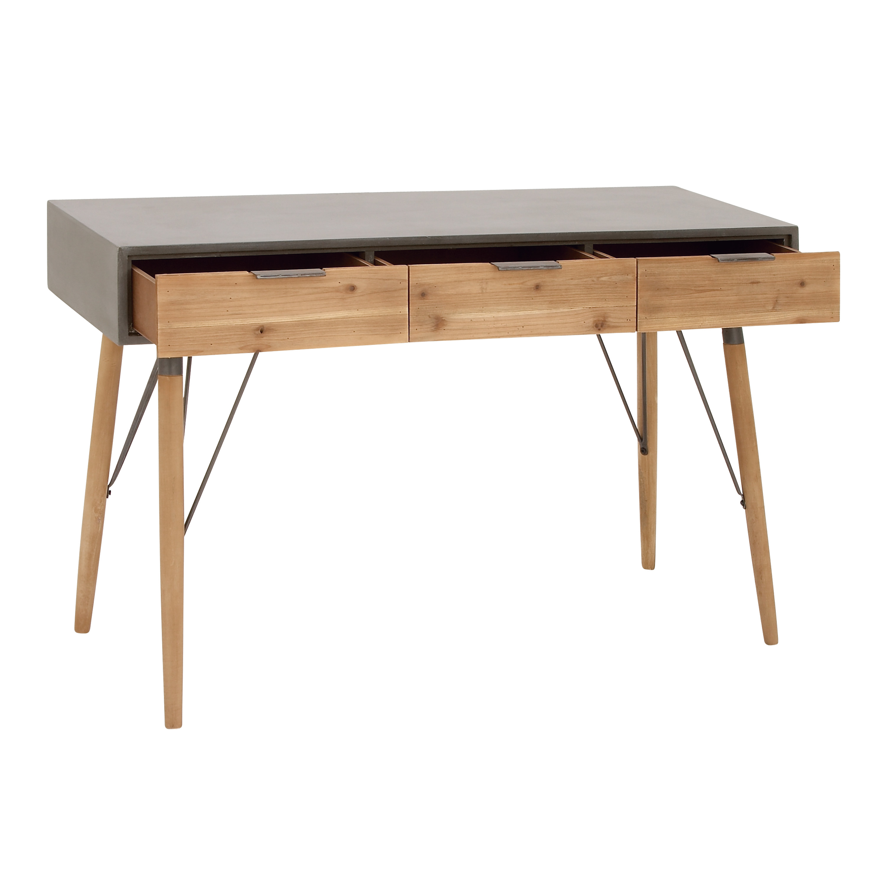 DecMode 48" x 30" Brown Wood 3 Drawers Console Table, 1-Piece