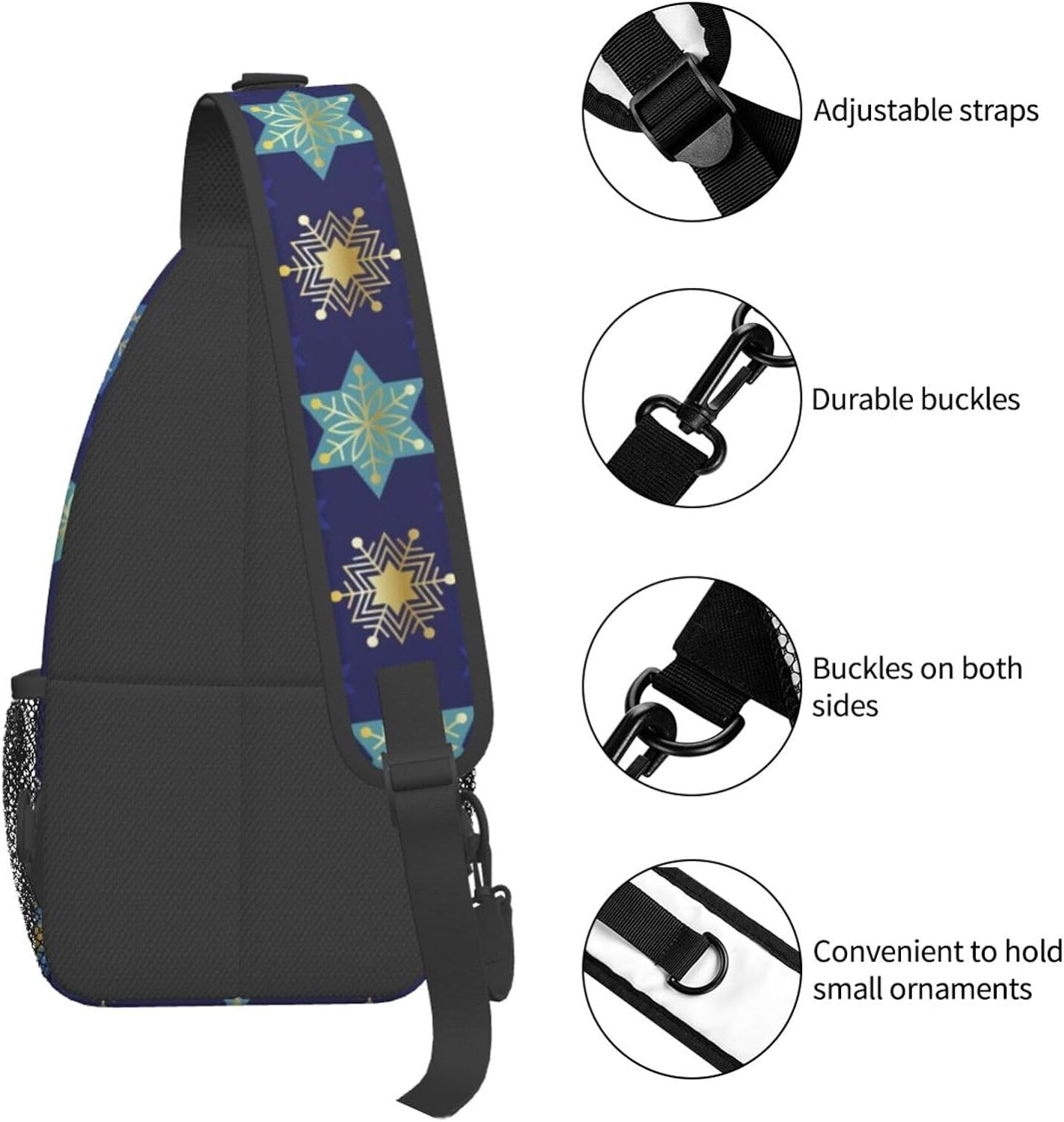 Happy Hanukkah Jewish Chanukah Holiday Sling Bag Crossbody Hiking Travel Chest Bags Backpack Shoulder Daypack for Women Men