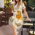 thumbnail image 3 of Honeii Animals Print Women’s Short Sleeve Dress, Comfortable Casual Dress, Soft Polyester Spandex Blend, Stylish Everyday Wear for Summer, Perfect for Travel and Vacation, 3 of 6