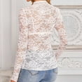 thumbnail image 6 of Towmus Women's Mesh Top Long Sleeve Neck Sheer Blouse See Through Floral Lace Tops Casual Shirts, 6 of 6