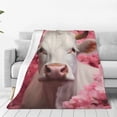 thumbnail image 1 of Fotbe Flower White Cow Manta de Franela Acolchonada con Estampado, Súper Suave y Esponjosa, Extra Grande para Sofá, Cama, Uso Todo el Año-80"x60", 1 of 7