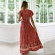 thumbnail image 4 of Vestido Bohemio Floral Vestido Largo Con Abertura Lateral Vestido de Verano Vestido de Verano Con Cuello en V Para Mujer Vestido de Vacaciones Con Estampado Floral Bohemio de Playa Odeerbi  ODB115574, 4 of 6
