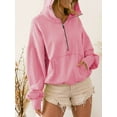 thumbnail image 4 of Women’s Half Zip Hoodies Casual Long Sleeve Front Pocket Sweatshirts Pullover Tops Fall Outfit, 4 of 10