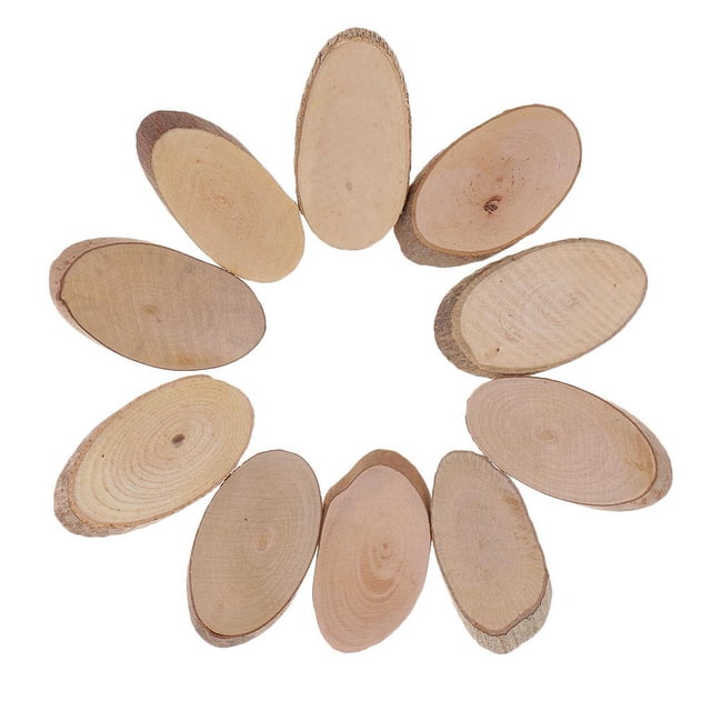 Rebanadas ovaladas de madera rústica de 10 piezas para decoración de la mesa