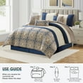 thumbnail image 2 of Lanco Jacquard 7-Piece Comforter Set, Blue/Beige California King, Soft & Breathable, Geometric,, 2 of 6
