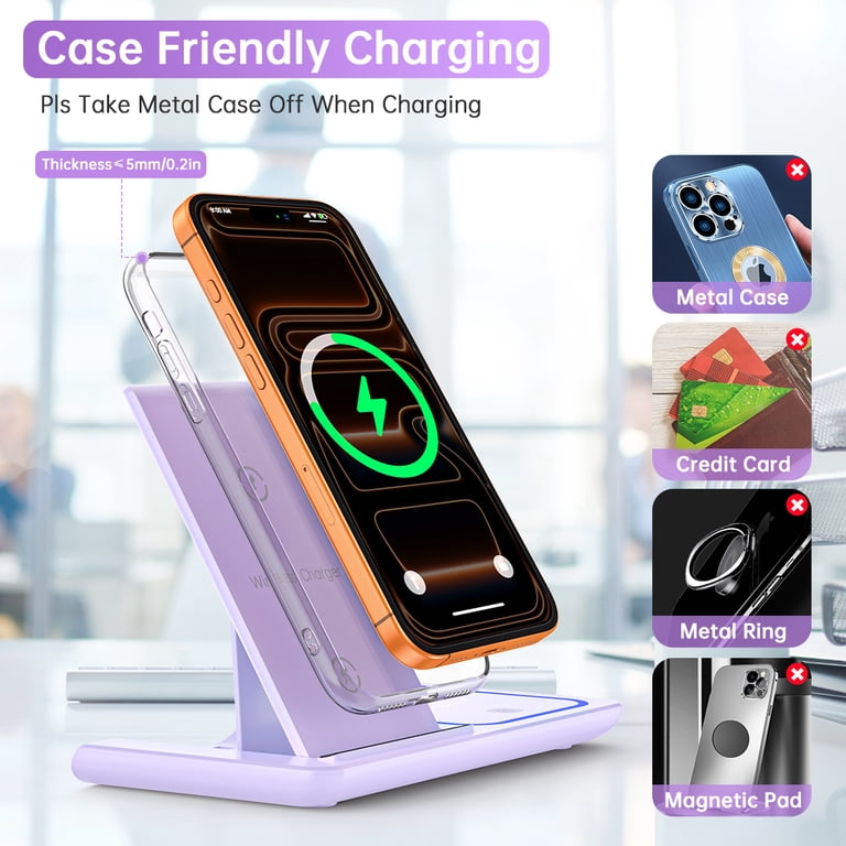 Cshidworld 3-in-1 Wireless Charging Station, Purple photo 5