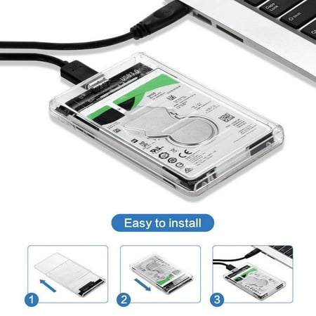 - 2.5 inch SATA USB 3.0 HDD Hard Drive External Enclosure SSD Disk Box Case w/ LED