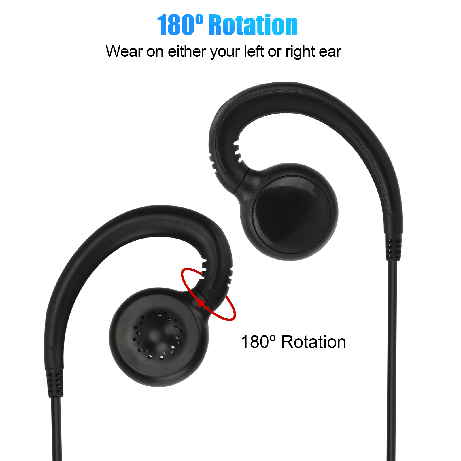 Walkie Talkie Earpiece, EEEkit Noise Canceling Headset Pin Acoustic Tube  Earpiece with Mic PTT, Two Way Radio Earpiece Compatible with Motorola  CLS1410 CLS1110 CP200 GP2000 T600 T800 Radio(2/1Pcs)