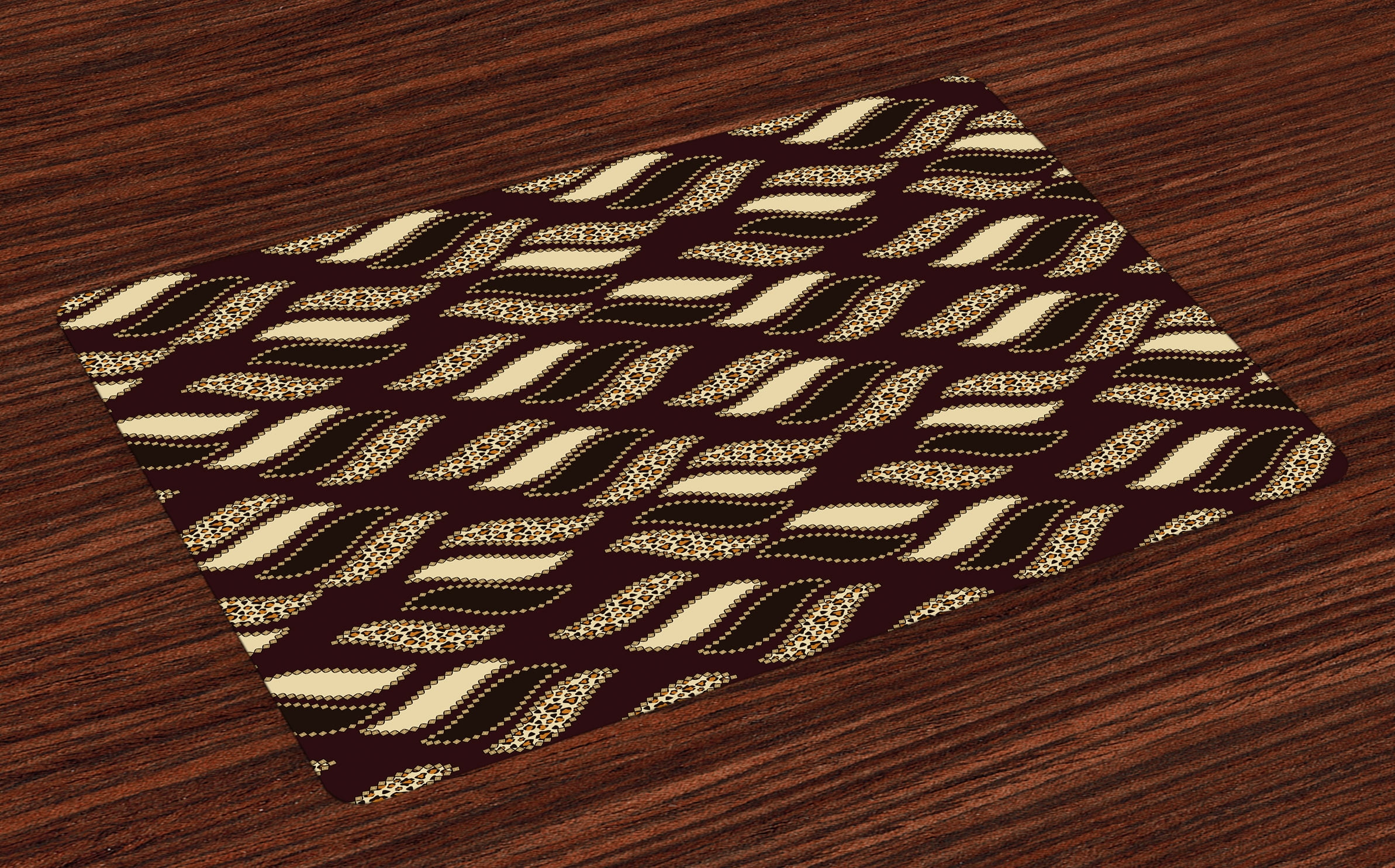 African Placemats Set of 4 Ethnic African Style Cheetah Skin Texture Pattern Camouflage Design