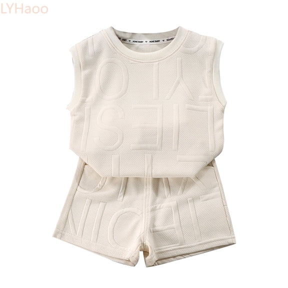 LYHaoo Summer Children's Vest Set Boys Sleeveless Summer Clothes Large Children's Style Loose Version Of Children's Clothing Boys Short Sets Sizes (18-24 Months)