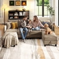 thumbnail image 3 of BedLuxury 112" Modular Sectional Sofa with 2 Moveable Storage Ottoman, Cloud Couch Seats 6, Modern Living Room Furniture, Chenille Brown, 3 of 12