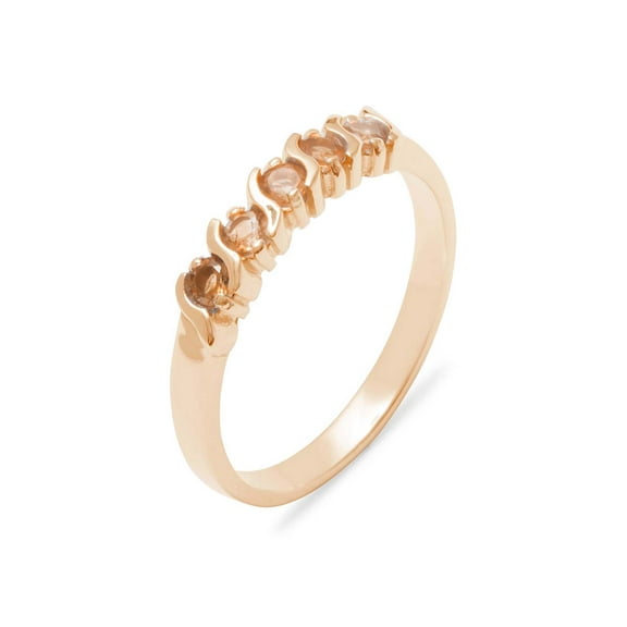 LBG British Made 14k Rose Gold Natural Citrine Womens Eternity Ring - 33 size options - Sizes 4 to 12 Available