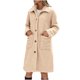 thumbnail image 2 of Abrigo y chaquetas informales de manga larga sin capucha para mujer, abrigo polar cálido de invierno con solapa y manga larga, color liso, con bolsillos y botones, largo medio, blusa para mujer, 2 of 6